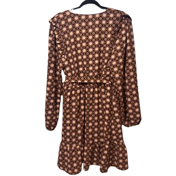 Draper James Long Sleeve Ruffle Wrap Geometric Floral  Dress Size XL - Picture 6 of 7